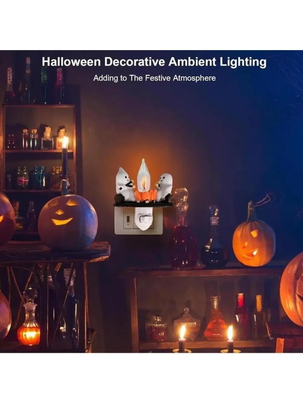 Ghost Campfire Flickering Night Light 3D Spooky Flame Halloween Decor New